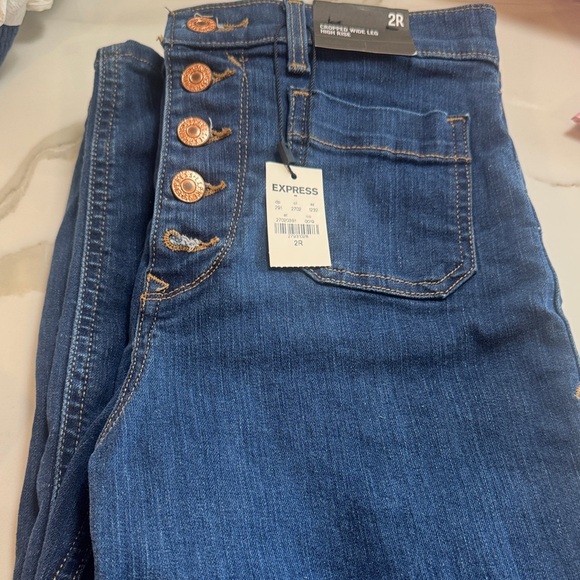 Express Dark Blue Flare Jeans - Picture 4 of 5